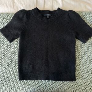 COS Black Short Sleeve Crew Knit with Puff Shoulders